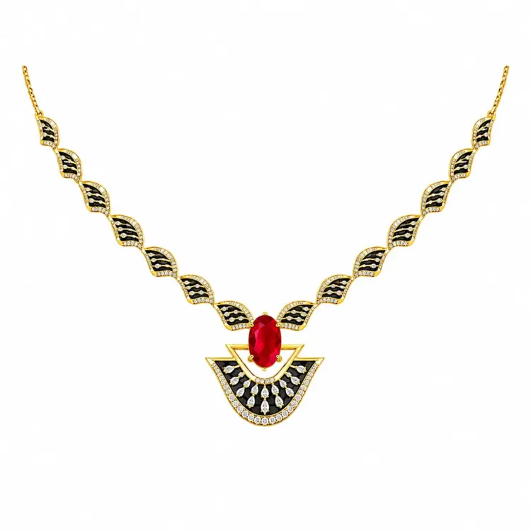 Regal Noir Ruby Pendant Necklace