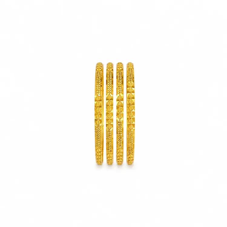 Royal Textured Gold Bangle Set