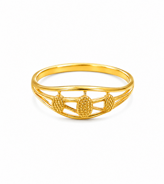 Trinity Orbit Gold Ring