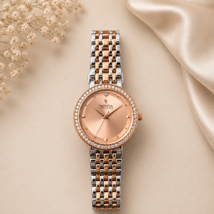 Tritiya Elegance Rose Gold Two-Tone Women's Analog Watch