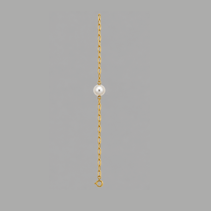 TGD0012 Pearl Charm Gold-Tone Chain Bracelet