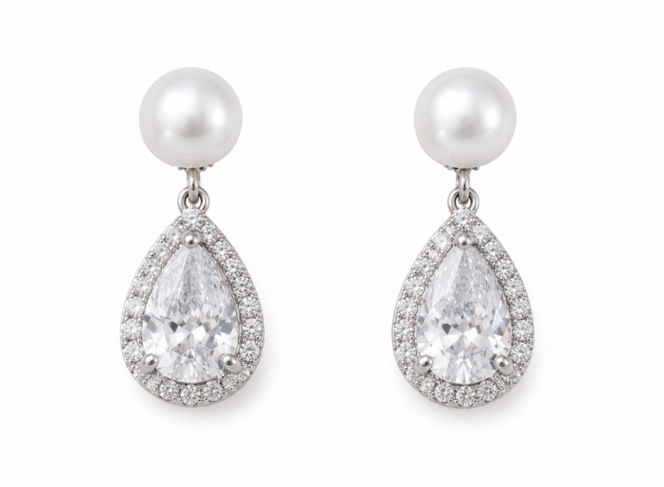 Elegant Pearl & Teardrop Crystal Drop Earrings