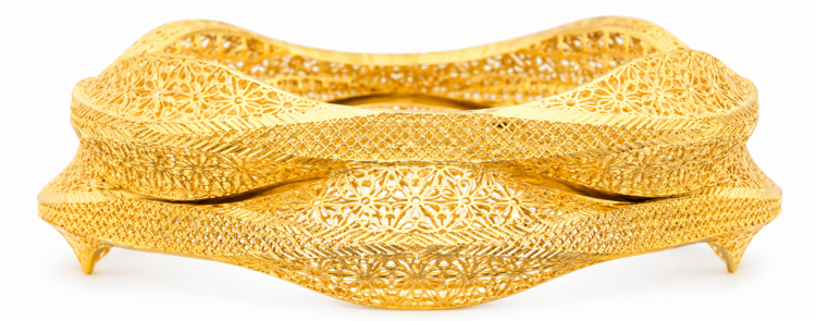 Gold Designer Filigree Bangle for Women