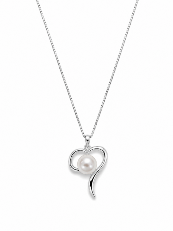 Elegant Pearl Heart Pendant Necklace