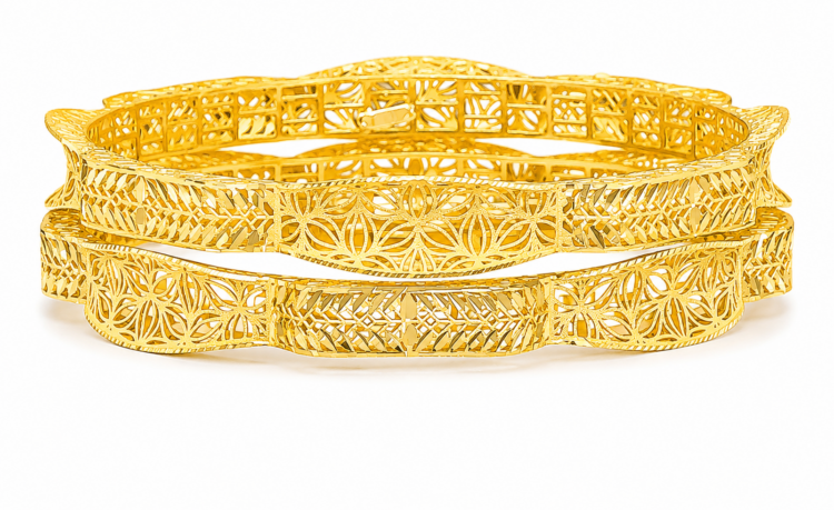 Premium Designer Openwork Gold Bangle for Women (Pair)