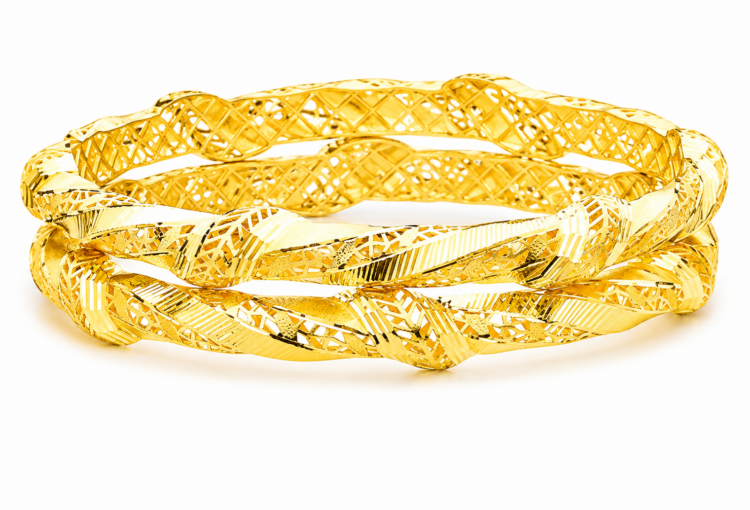 Premium Handcrafted Designer Gold Bangle for Women (Pair)