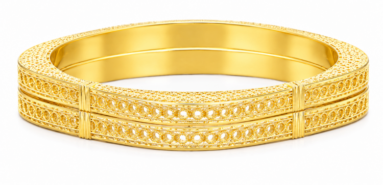 Premium Handcrafted Designer Gold Bangle for Women (Pair)
