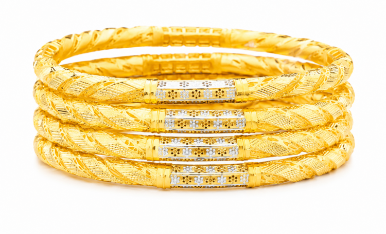 Premium Handcrafted Designer Gold Bangles for Women (Pair)