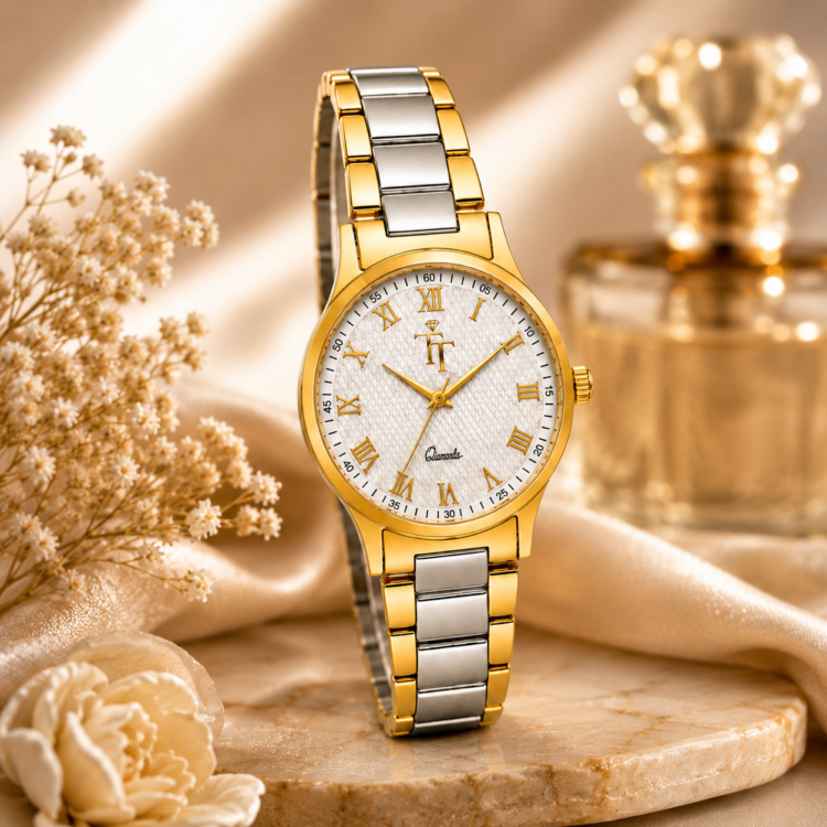 Tritiya Elegance Women's Two-Tone Stainless Steel Analog Watch