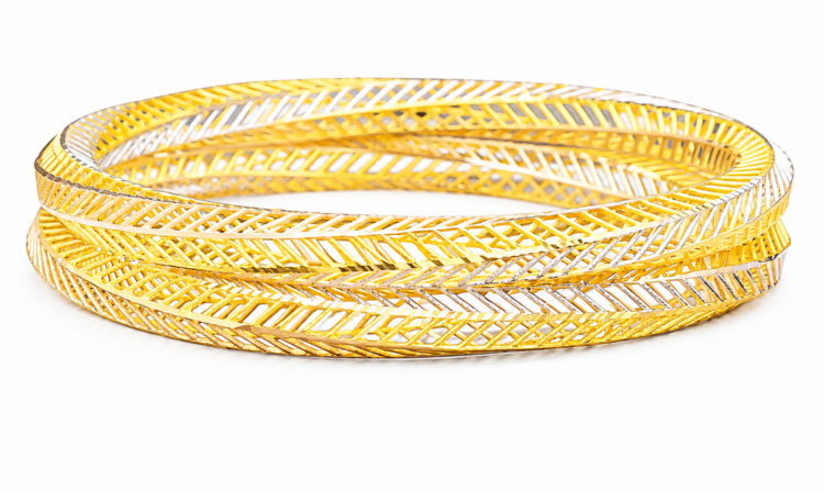 Dual Tone Criss-Cross Designer Gold Bangles for Women (Pair)