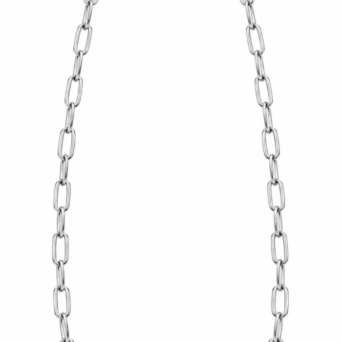 TGD0011 Elegant Silver-Tone Pearl Link Chain Necklace
