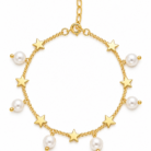 Pearl & Star Gold-Tone Charm Bracelet