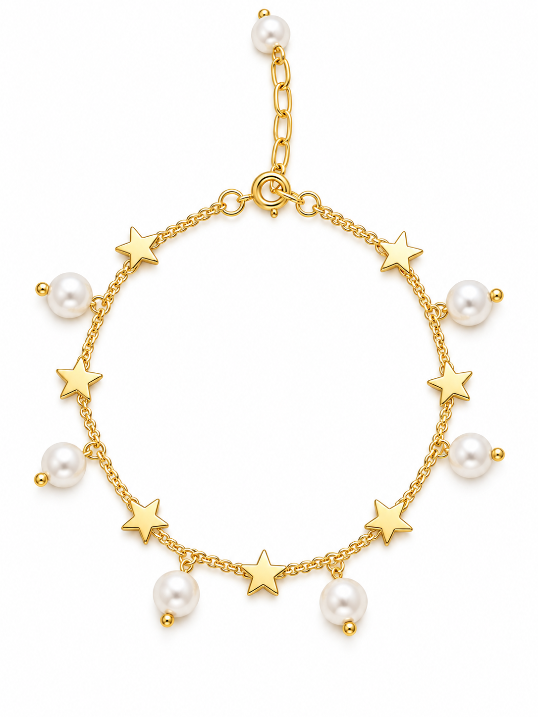 Pearl & Star Gold-Tone Charm Bracelet