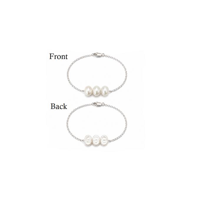 TGD0013 Triple Pearl Silver-Tone Chain Bracelet