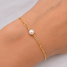 Pearl Charm Gold-Tone Chain Bracelet