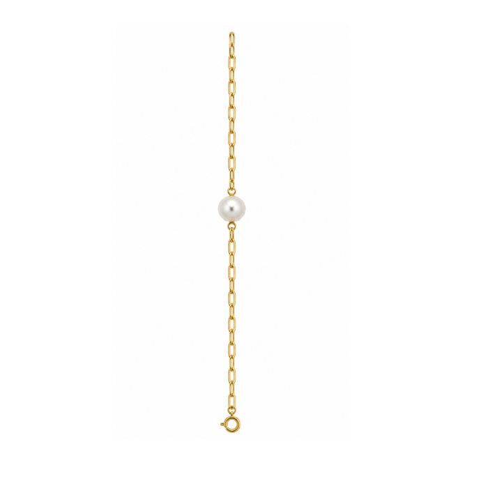TGD0012 Pearl Charm Gold-Tone Chain Bracelet