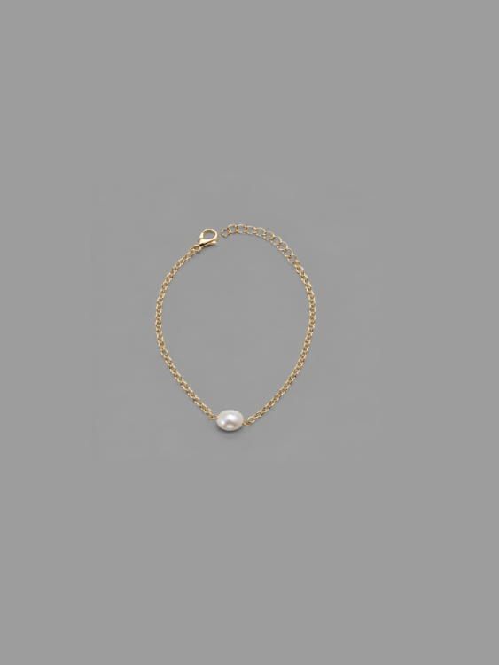 TGD0012 Pearl Charm Gold-Tone Chain Bracelet