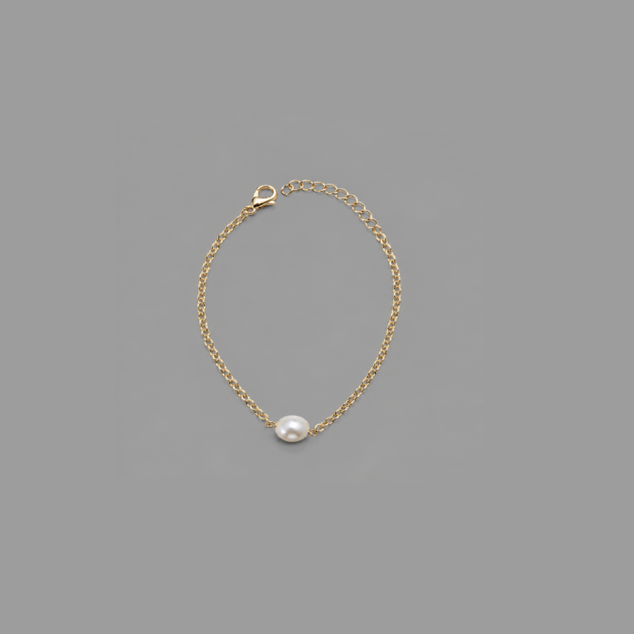 TGD0012 Pearl Charm Gold-Tone Chain Bracelet