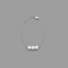 Triple Pearl Silver-Tone Chain Bracelet