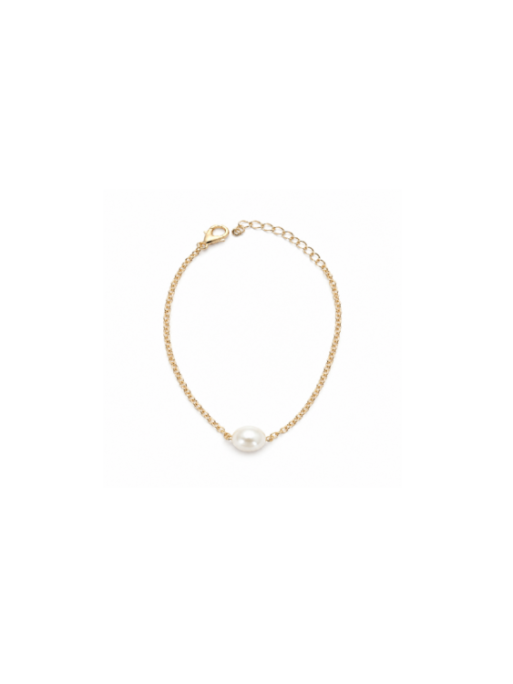 Pearl Charm Gold-Tone Chain Bracelet