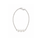 Triple Pearl Silver-Tone Chain Bracelet