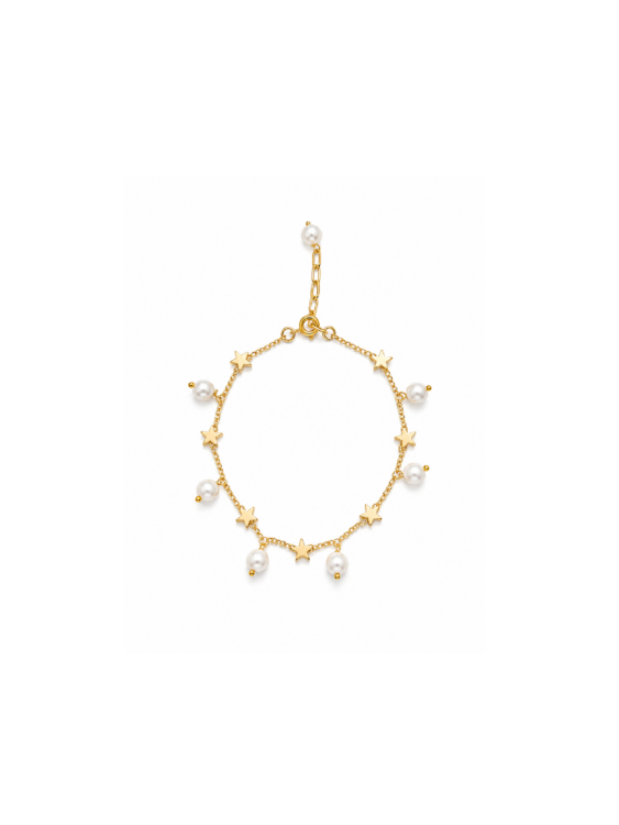 Pearl & Star Gold-Tone Charm Bracelet