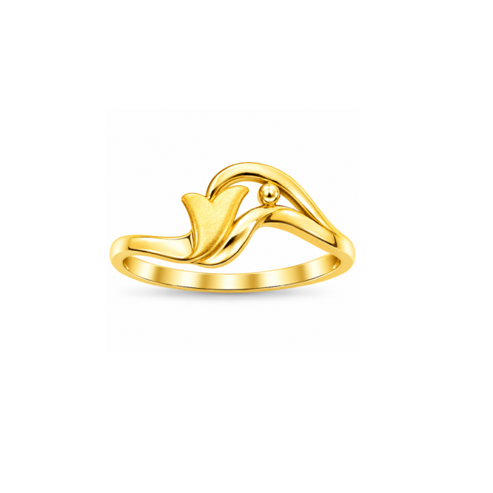 PCT9A672 Elegant Gold Wave & Pearl Accent Ring