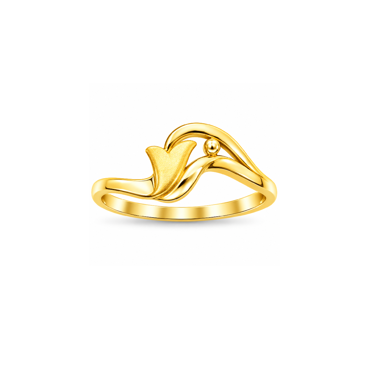 Elegant Gold Wave & Pearl Accent Ring