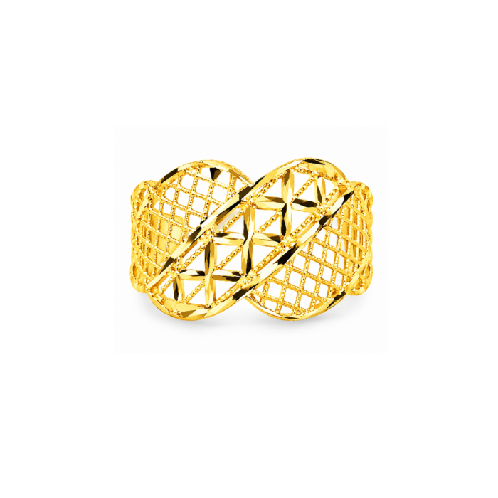 PCTMIX083 Elegant Geometric Openwork Gold Plated Statement Ring for Women