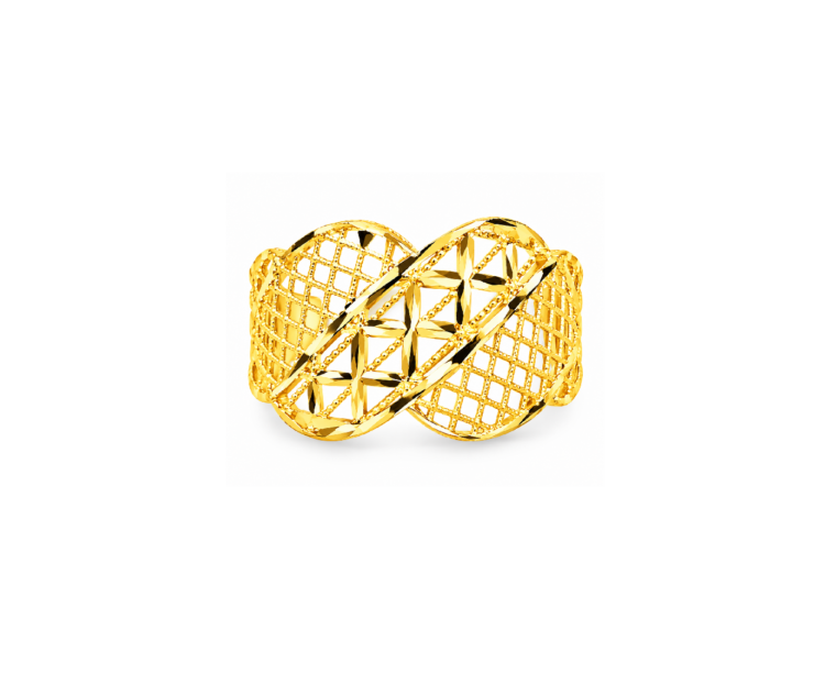 Elegant Geometric Openwork Gold Plated Statement Ring for Women