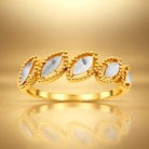 Elegant Leaf Design Gold Plated Adjustable Ring for Women