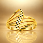 Modern Geometric Wave Design Gold Finger Ring