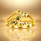 Contemporary Textured Geometric Gold Designer Ring