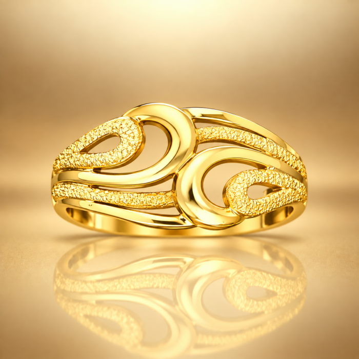 PCT9A688 Modern Dual Infinity Textured Gold Statement Ring