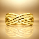 Elegant Criss-Cross Textured Gold Ring