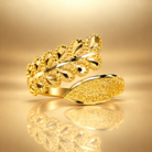 Elegant Gold Floral Lattice Openwork Statement Ring