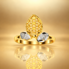 Elegant Floral Gold Plated Adjustable Ring with Crystal Stone Design