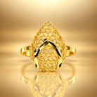Elegant Floral Teardrop Gold Plated Statement Ring for Women