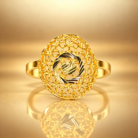 Elegant Floral Gold Plated Statement Ring with Faceted Centre Accent for Women