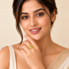 Elegant Floral Gold Plated Statement Ring with Faceted Centre Accent for Women