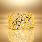 Elegant Geometric Openwork Gold Plated Statement Ring for Women