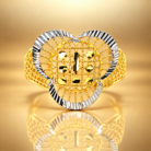 Elegant Dual Tone Geometric Gold Plated Statement Ring for Women