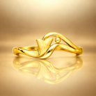 Elegant Gold Wave & Pearl Accent Ring