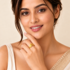 Elegant Gold Wave & Pearl Accent Ring