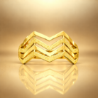 Modern Gold Chevron Texture Ring