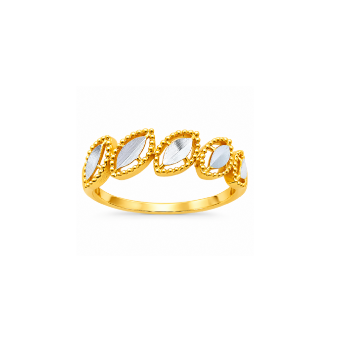PCTMIX045 Elegant Leaf Design Gold Plated Adjustable Ring for Women