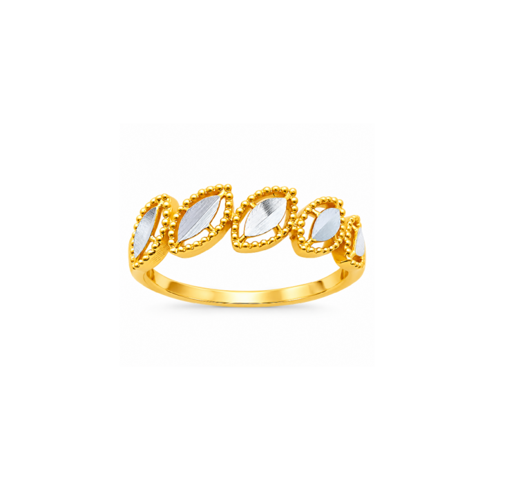 Elegant Leaf Design Gold Plated Adjustable Ring for Women