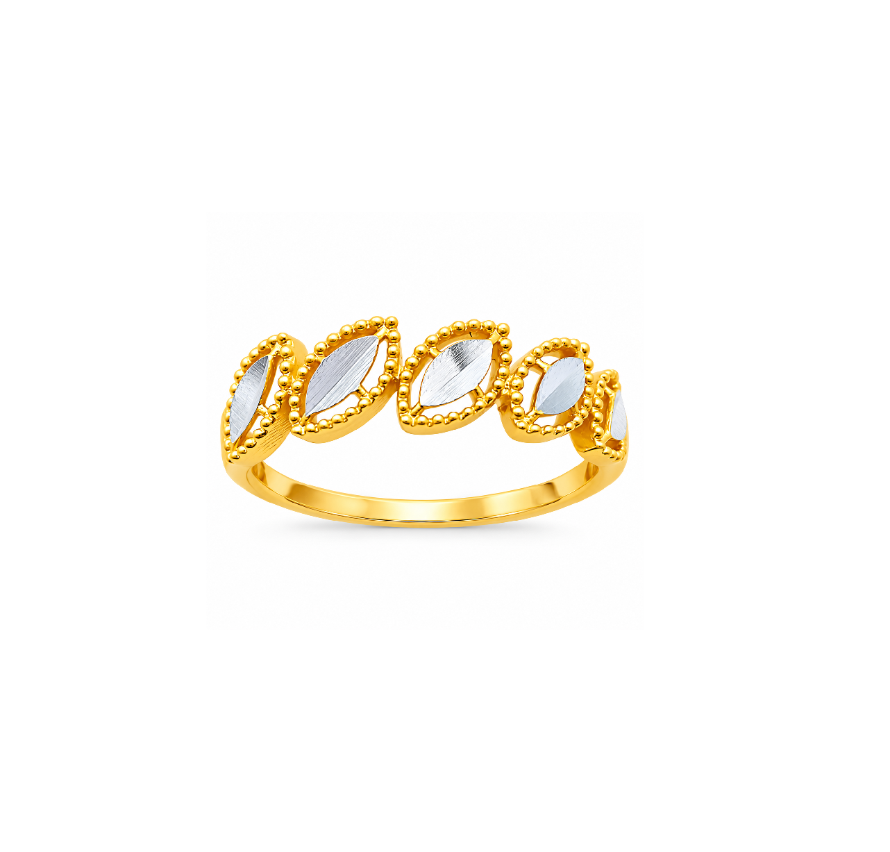 Elegant Leaf Design Gold Plated Adjustable Ring for Women