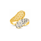 Floral Mesh Dual-Tone Gold Ring with Diamond-Cut Texture