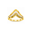 Contemporary Two-Tone Chevron Design Gold Finger Ring
